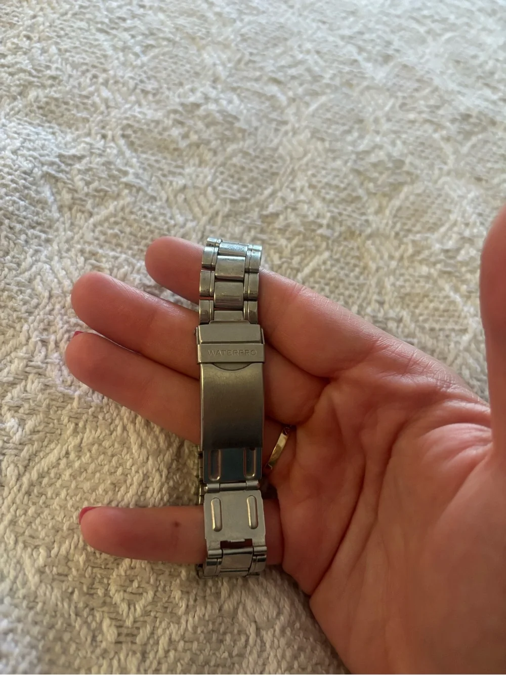 Vintage GUESS Waterpro Silver-Tone Men's Multi-Function Watch with Moon Dial